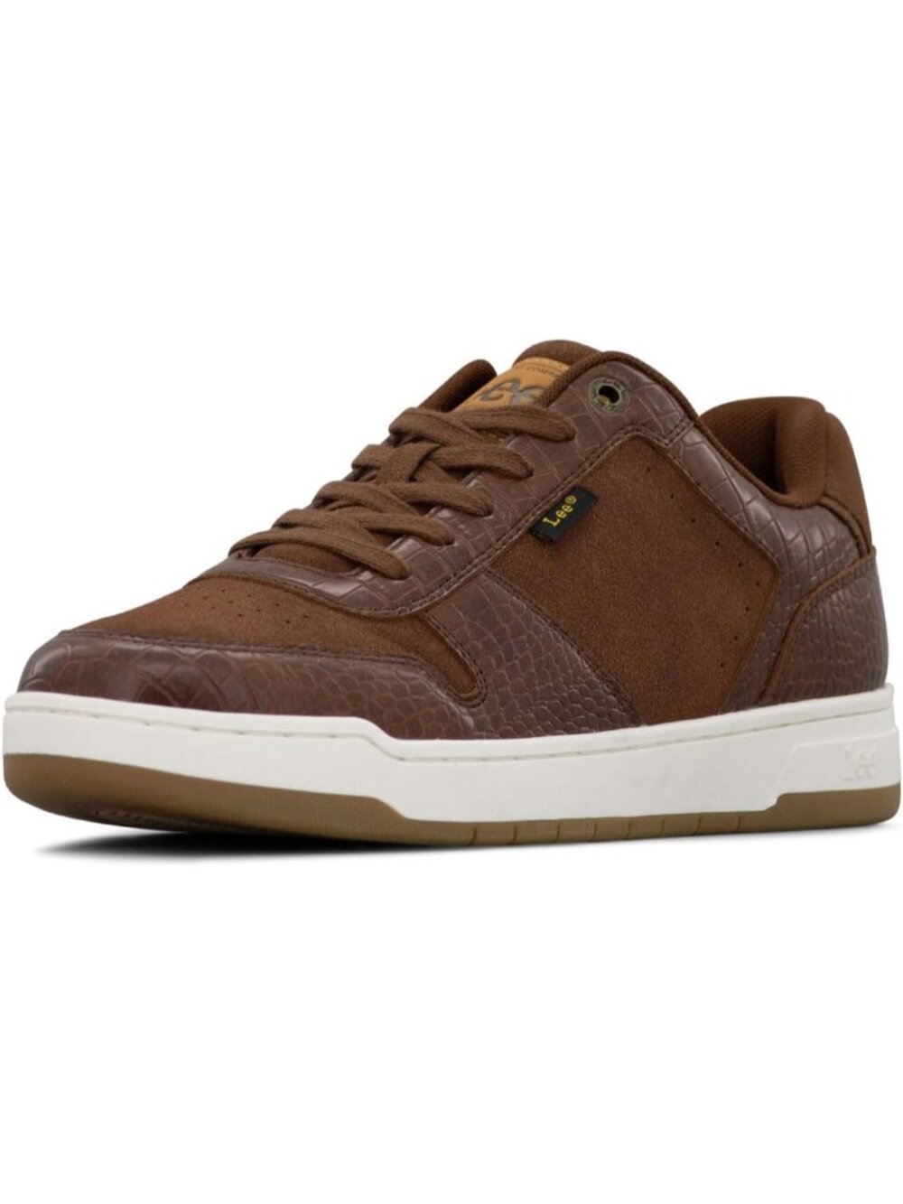 Lee Men's Cognac Crocodile Moc Toe Imported Lace Up Specter Court Sneakers Shoes